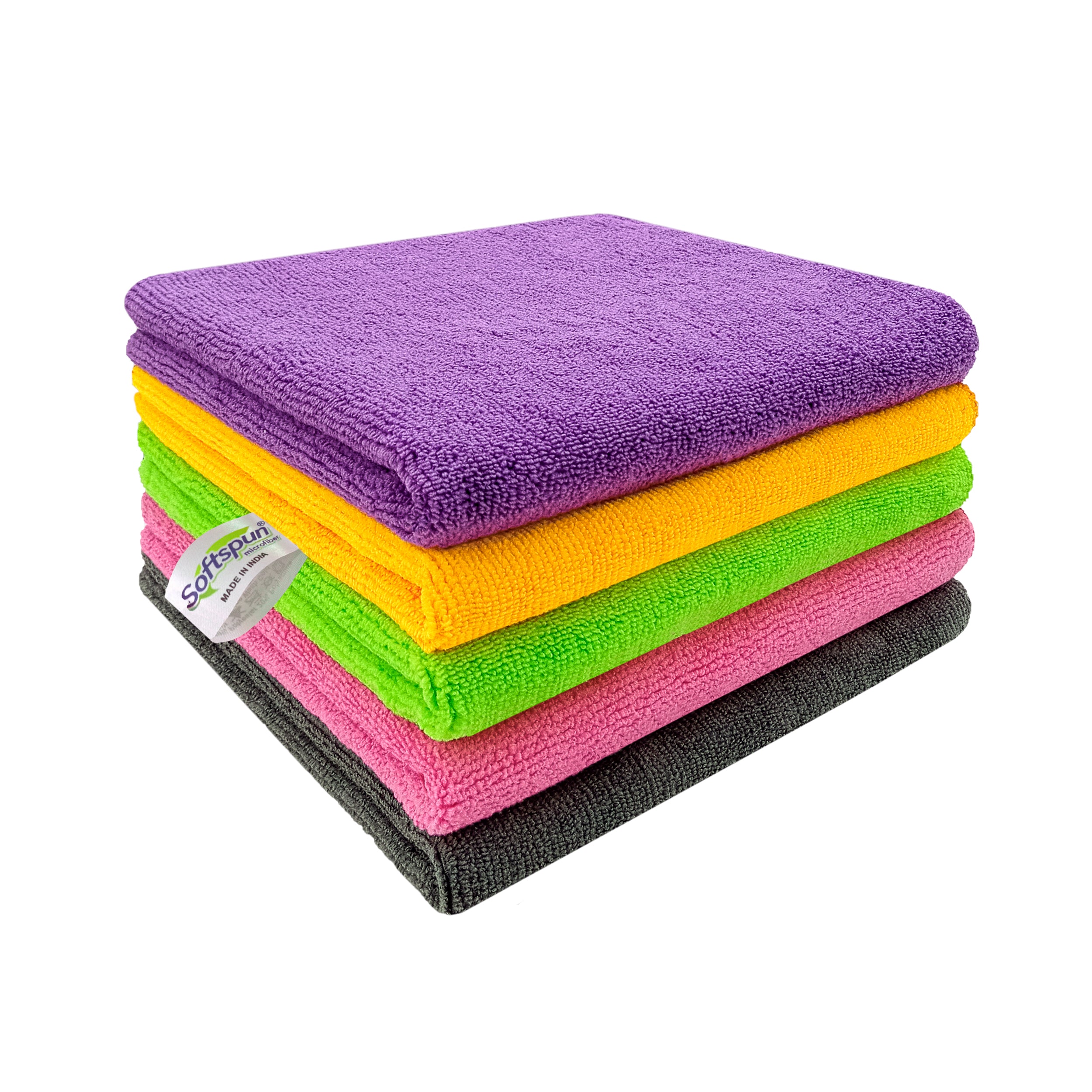 SOFTSPUN Microfiber Cloth - 340 GSM Lint & Streak-Free Multipurpose Cloths - Automotive Microfiber Towels for Car Bike Cleaning Polishing Washing & Detailing